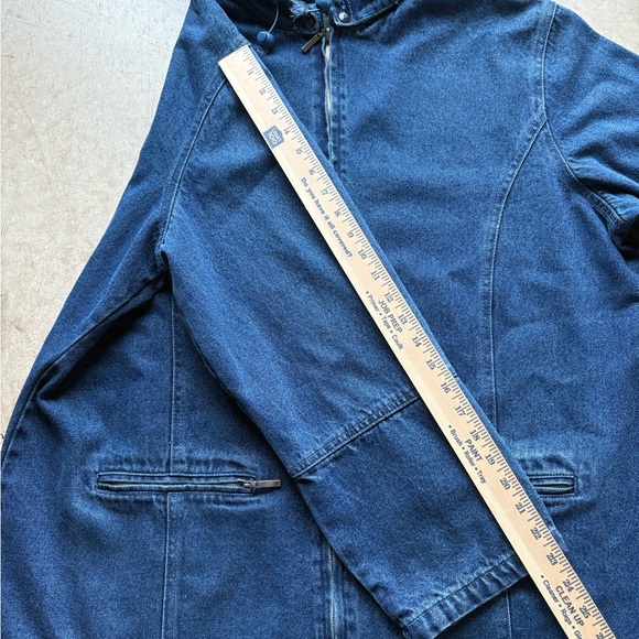 Vtg 90s NorthStyle Denim Full Zip Jacket Barn Chore Flannel Lined Hood Womens XL - Picture 7 of 7